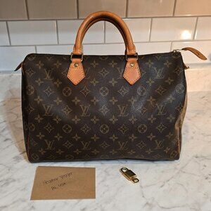 Speedy 35 Brown Monogram Louis Vuitton with Lock&Key